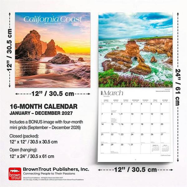 California Coast Calendar 2027, Wall Calendars, Month To View, Travel, Gift