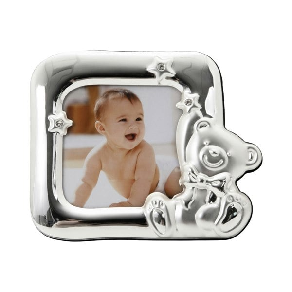 Square Shaped Teddy Bear Baby Photo Frame with Small Diamante Stars Image 3
