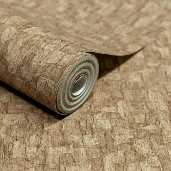 Grandeco Boutique Azobe Cork Effect Luxury Weight Embossed Wallpaper, Mocha Beige