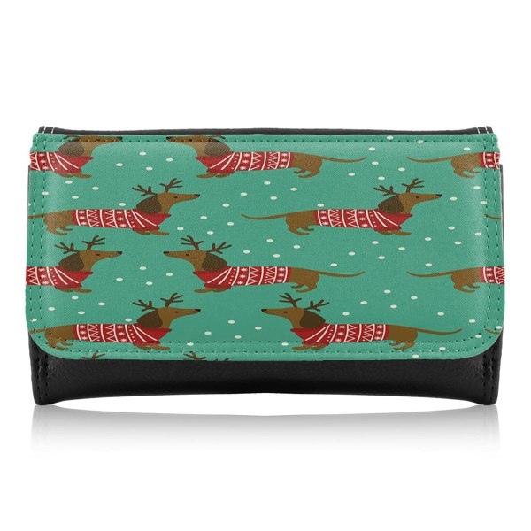 Benjamin Tate Design Dutchshunds In Christmas Dining Maxi Purse