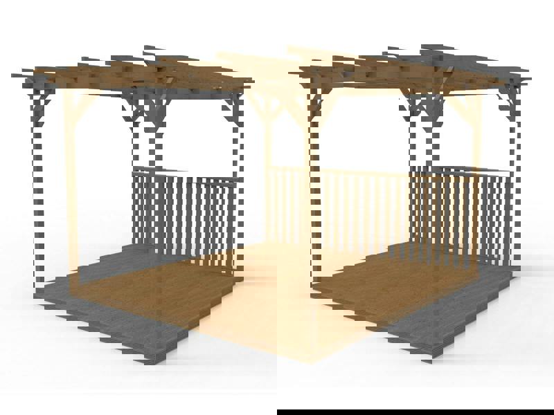 Arbor Garden Solutions Square Pergola And Decking Kit With One Side Balustrade