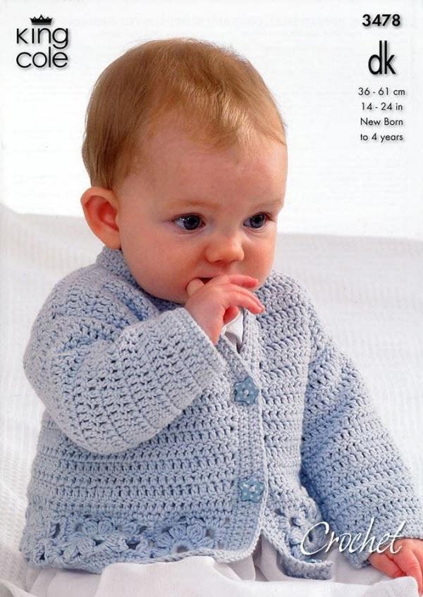 King Cole Comfort Crochet Pattern 3478, Waistcoats, Cardigans, Sweaters for Baby, New Born - 4 Years - Advanced