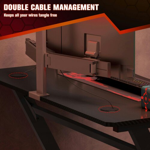 Wyld Haus Hanaba 120cm Steel Frame Black Gaming Desk With Cup Holder Headphone Hook And Cable Management