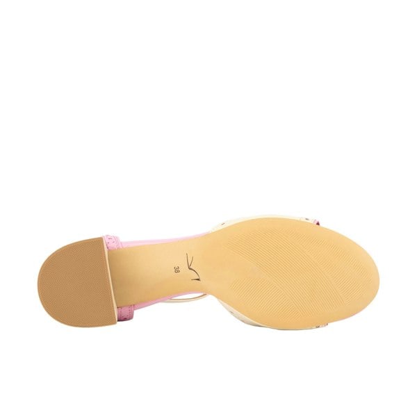Embassy London Croupier - Pink & White - Women's 2 inch heel ankle strap leather sandal in pastel