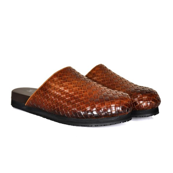 David WeJ Lorenzo Handmade Woven Mules - Brown
