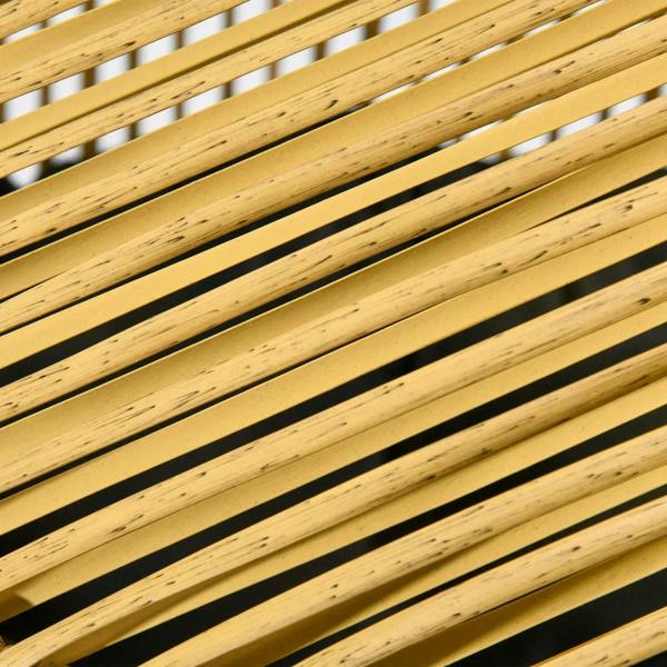 Close-up of natural rattan slats with parallel weave texture