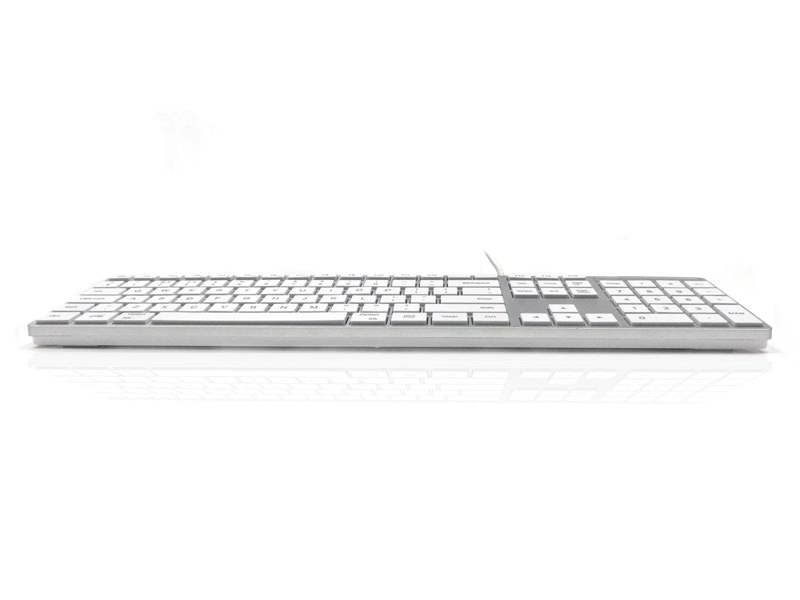 Accuratus 301 Apple MAC USB Type C - USB Type C Wired Full Size Apple Mac Multimedia Keyboard with White Square Tactile Keys and Silver Case