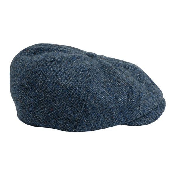 Gamble & Gunn British Made Mid Blue Button Top Cap Irish Donegal Tweed From Molloy and Sons