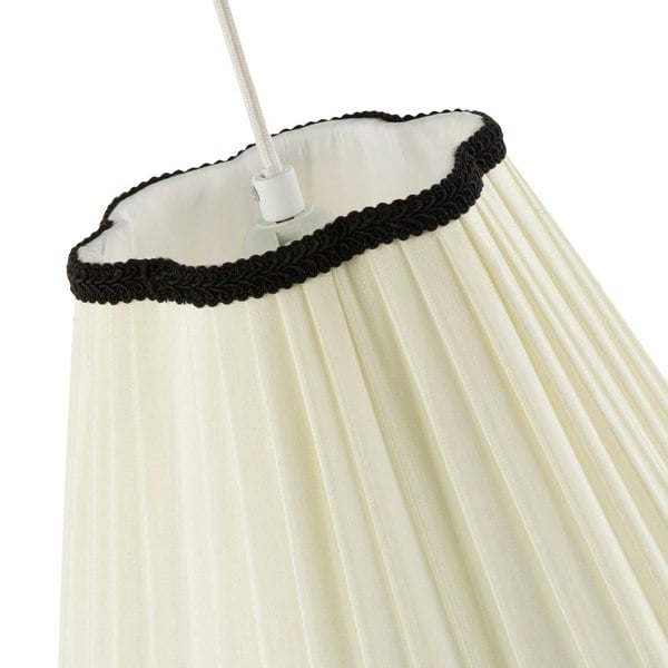 Ivory White Victorian Pleated Faux Silk Lamp Shade with Black Trims Image 5