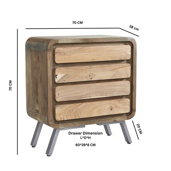 IH Design Aaron Metal & Wood 4 Drawer Chest