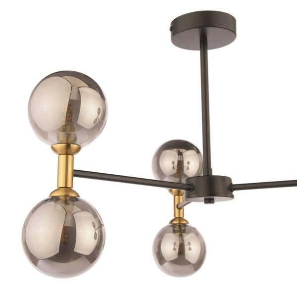 Pagazzi Lighting Loxley 6 Light Black & Gold Semi Flush Ceiling Light