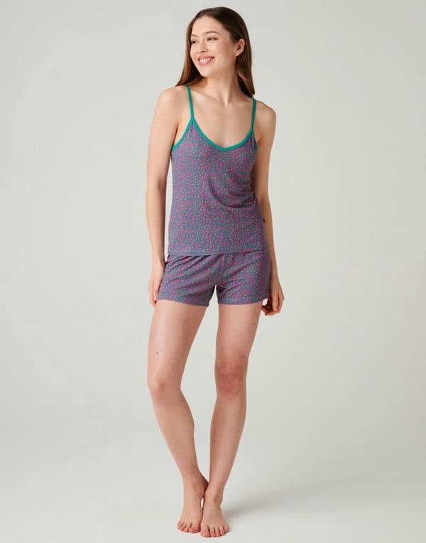 British Boxers Women's Bamboo Camisole Short Pyjama Set - Spectra Leopard