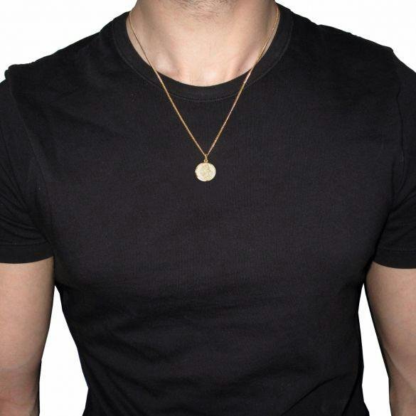 Christopher James of London 9ct Rose Gold Plated 16mm Diamond Cut St Christopher Pendant With Optional Personalisation and Chain