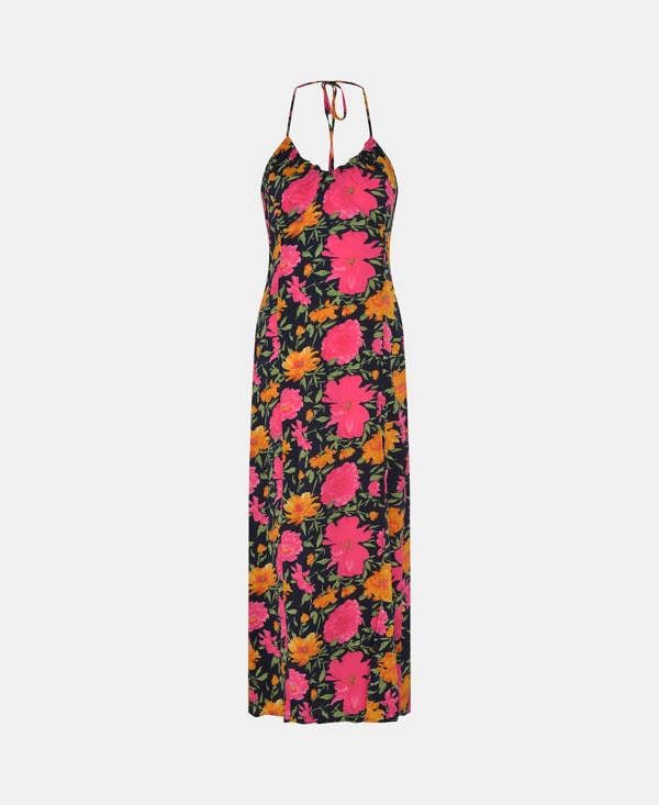 floral maxi dress string neck