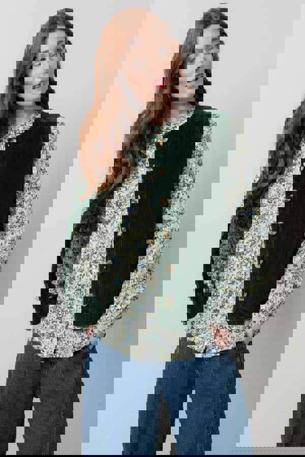 Lily & Me Dusk Stretch Cotton Jumbo Cord Gilet Pine Green