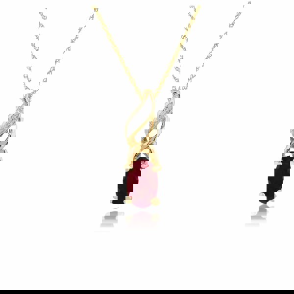 135P1573039 Classic Oval Ruby & Diamond Twist Pendant in 9ct Yellow Gold 1