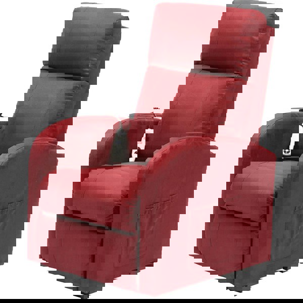Single Motor Rise and Recline Lounge Chair - Wine Coloured Suedette Material Loops