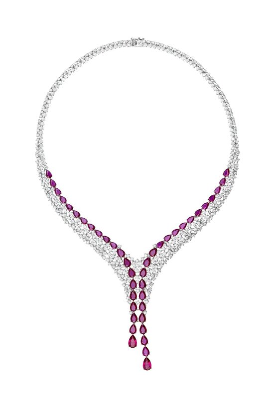 Latelita Baroness Statement Necklace Ruby Silver