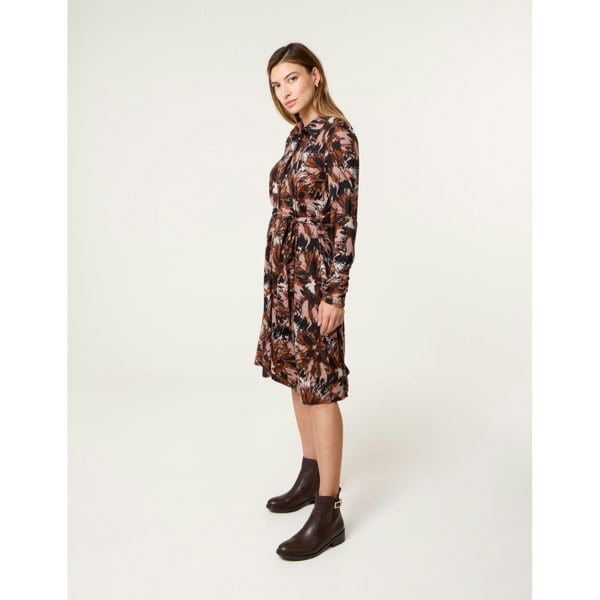 Blue Vanilla Abstract Printed Short Belted Shirt Dress