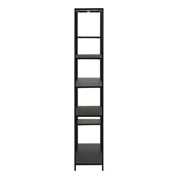 Wyld Haus Graz Matt Black Metal Asymmetrical Bookcase 6 Shelves