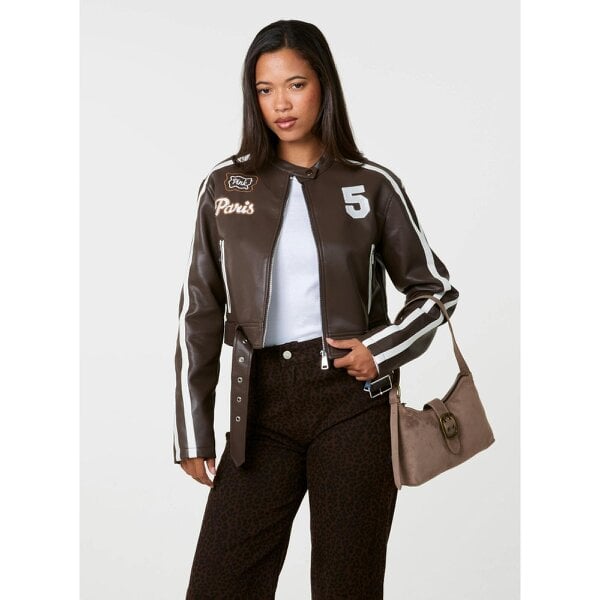 Pink Vanilla Contrast Belted Biker Jacket