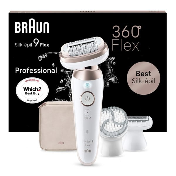 Braun Silk-epil 9 Flex, Epilator For Easy Hair Removal, 9-060 3D, White/Rose Titan