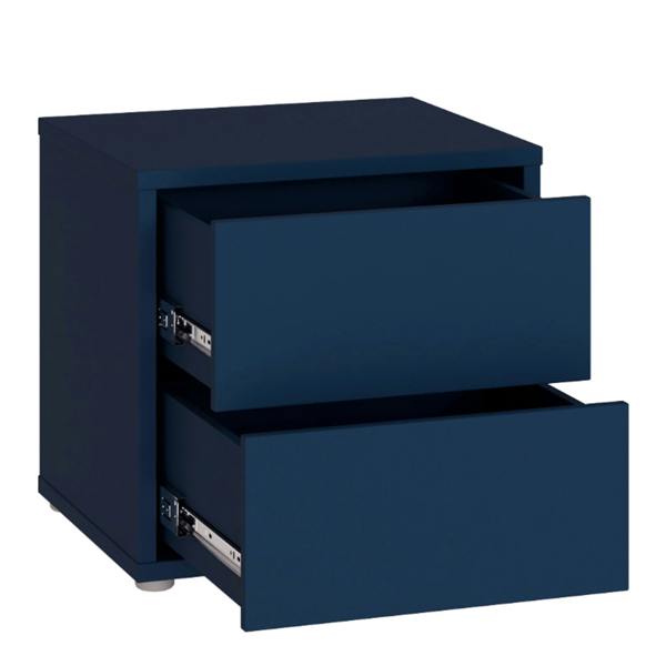 Furniture To Go Alice Springs Low Bedside Cabinet with 2 Drawers Push-to-Open in Night Blue