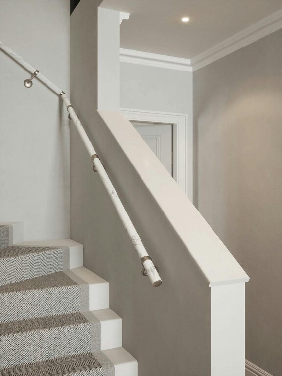 Handrails Direct Montford Soft White Marble Single Winder Handrail
