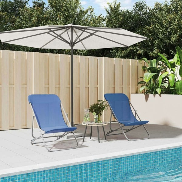 Berkfield Folding Beach Chairs 2 pcs Blue Textilene&Powder-coated Steel