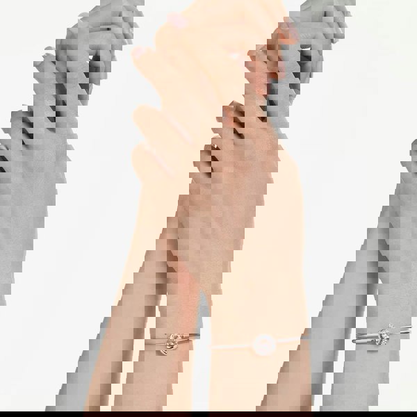 Swarovski Dextera Rhodium Plated Round White Crystal Bangle 5733399