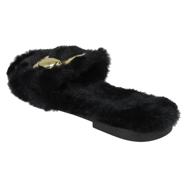 Spot On Ladies Spot On Flat Fur Mules F00140