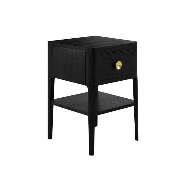 Wyld Haus Paracatu Black Wood Grain One Drawer Bedside Table