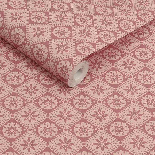Joules Meadow Geo Pink Wallpaper