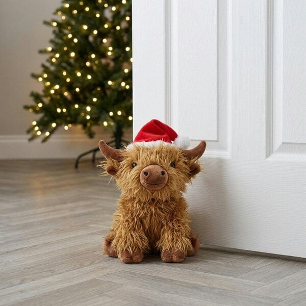 Garden Greatness Christmas Highland Coo Plush Doorstop