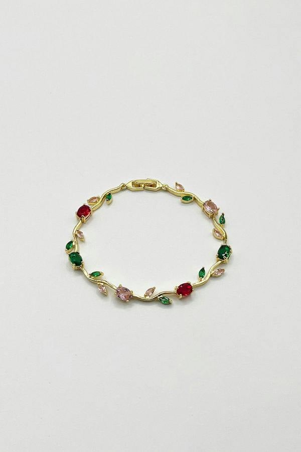 SVNX Floral Crystal Gold Bracelet