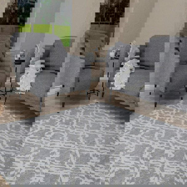 Machine Washable Flatweave Moroccan Rug Grey