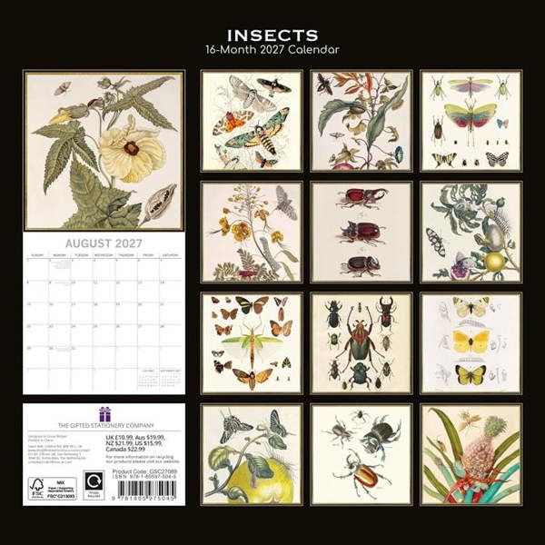Insects Calendar 2027, Wall Calendars, Month To View, Animals, Gift