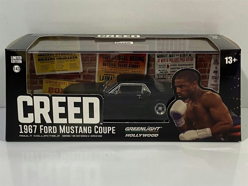 creed 1967 ford mustang coupe matt black 1:43 scale greenlight 86615