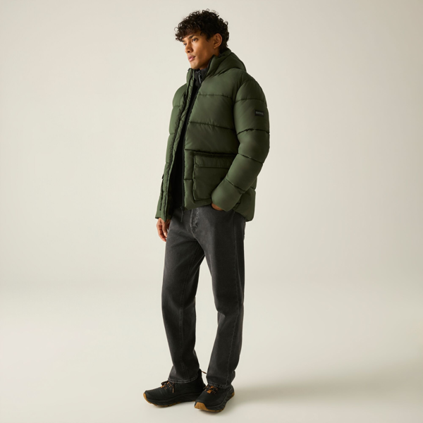 Regatta Mens Marek Short Padded Jacket - Dark Khaki/Black
