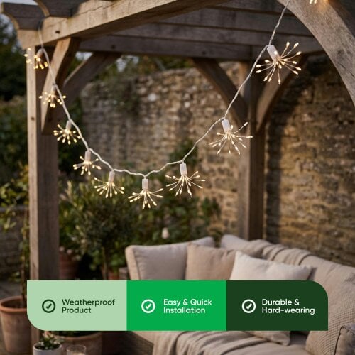 Gardenwize 10-Piece Solar String Lights – 2m Solar Starburst LED Lights