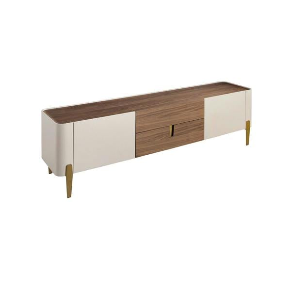 Angel Cerdá TV stand beige wood, golden polished steel and walnut top 3275