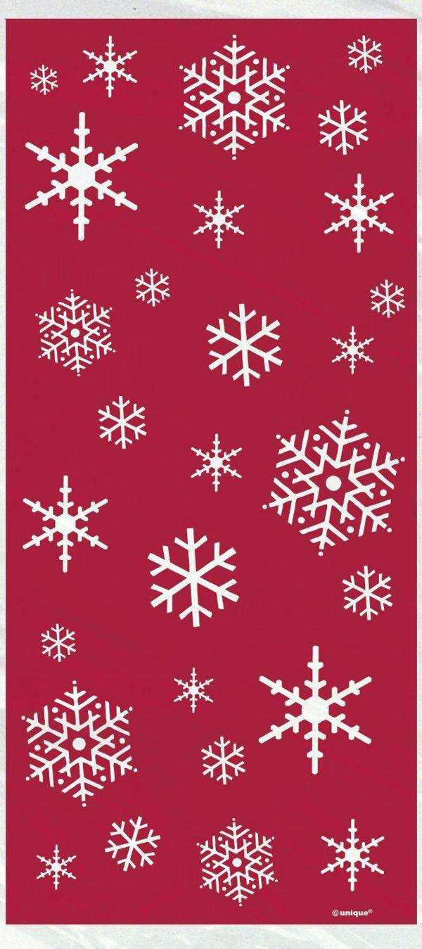3cm Red Christmas Cello Bags, 20 Pack Snowflake Design with Twist Ties for Treats image 3