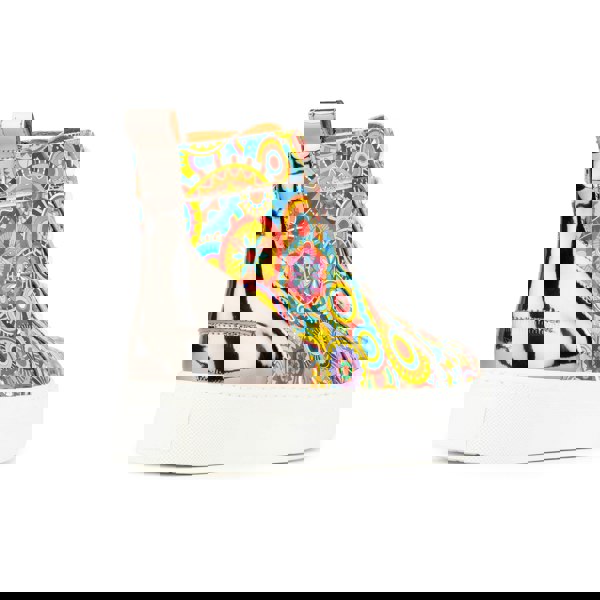 Embassy London Camila High - Signature Print - Women's platform sole leather high-top metallic detail trainer