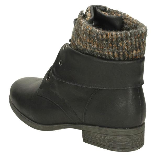 Spot On Ladies Spot On Mid Heel Lace Up Ankle Boots