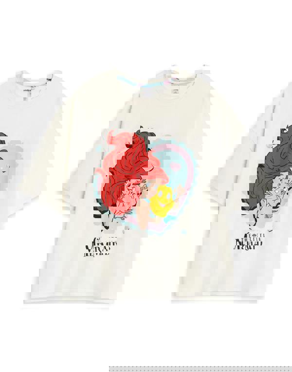 Disney Womens Beige The Little Mermaid Short Sleeve Long Leg Pyjama Set