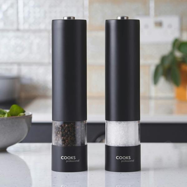 Cooks Professional Electric Salt and Pepper Mill Set | Black