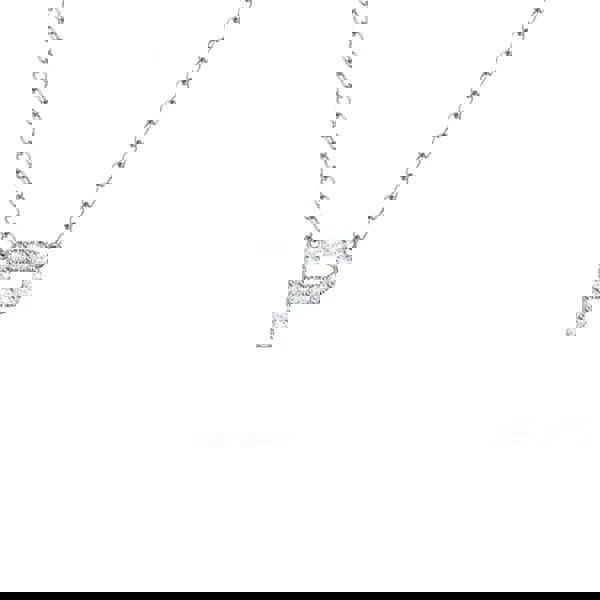 Say It With Dainty CZ Block Initial Necklace - Sterling Silver