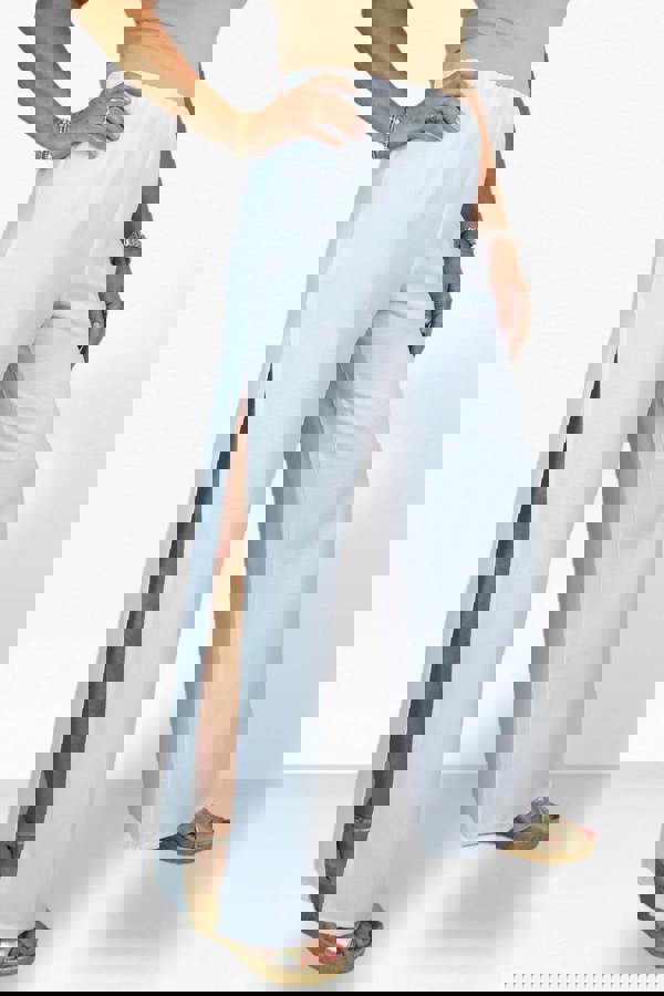 Paulo Due Women's Linen Look Wide Leg Split Hem Trousers