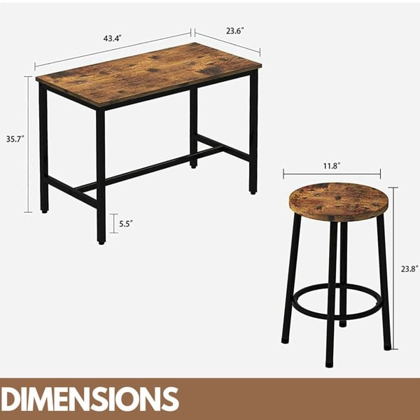 Rafaelo Mobilia Industrial Dining Table And 4 Stools Rustic Brown