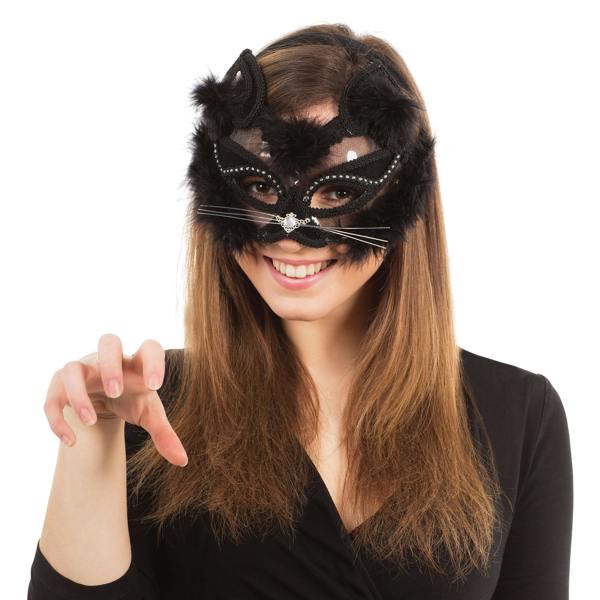 Bristol Novelty Unisex Adults Transparent Cat Mask - Black